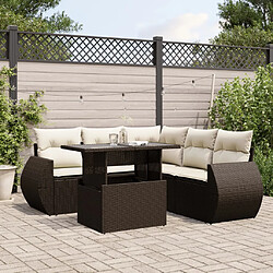 vidaXL Salon de jardin avec coussins 6 pcs marron résine tressée