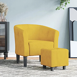 Maison Chic Fauteuil cabriolet et repose-pieds,Fauteuil luxe pour relax jaune velours -MN60056