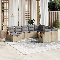 Maison Chic Salon de jardin avec coussins 10 pcs, Ensemble Tables et chaises de jardin, beige résine tressée -GKD348544