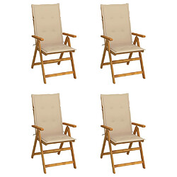 vidaXL Chaises inclinables de jardin lot de 4 et coussins Bois acacia