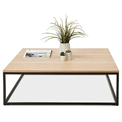 Acheter Alterego Grande table basse style industriel 'TRIBECA' en bois finition naturelle et métal noir