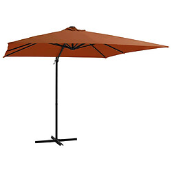 Maison Chic Parasol Jardin | Parasol déporté avec lumières LED Terre cuite 250x250 cm - GKD21023