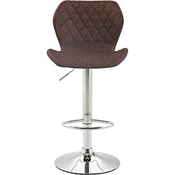 Decoshop26 Tabouret de bar x1 avec coutures décoratives en forme de losanges en tissu marron et métal chromé 10_0004657