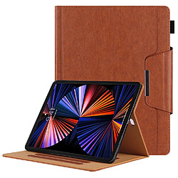 Etui en PU avec support et porte-cartes marron pour votre Apple iPad Pro 12.9 pouces (2021)/(2020)/(2018)