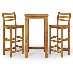 Maison Chic Table de bar et chaises d'extérieur 3 pcs,Ensemble de bar de jardin pour relax bois d'acacia solide -GKD398875