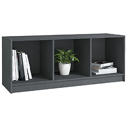 Avis vidaXL Meuble TV Gris 104x33x41 cm Bois de pin massif