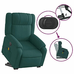 Maison Chic Fauteuil Relax pour salon, Fauteuil inclinable de massage Vert foncé Tissu -GKD73869 pas cher