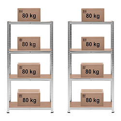 Acheter Helloshop26 Lot de 2 étagère charge lourde 80 x 40 x 160 cm supporte 4 x 80 kg robuste garage atelier outils gris 14_0005171