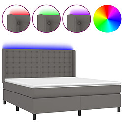 vidaXL Sommier à lattes de lit matelas LED Gris 160x200 cm Similicuir