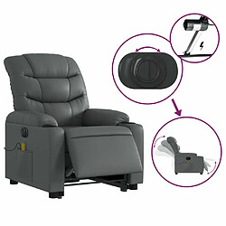 Maison Chic Fauteuil Relax pour salon, Fauteuil inclinable de massage électrique gris similicuir -GKD85343 pas cher