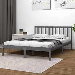 vidaXL Cadre de lit sans matelas gris bois massif de pin 135x190 cm