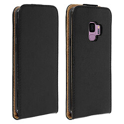 Avizar Etui Galaxy S9 Housse Clapet Vertical Porte-carte Coque Silicone gel Noir