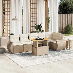 vidaXL Salon de jardin avec coussins 7 pcs beige résine tressée