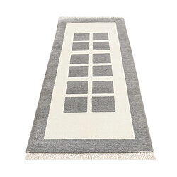 Avis Vidal Tapis de couloir en laine 203x81 gris Darya