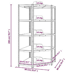 vidaXL Étagère d'angle à 5 niveaux Argenté Acier et bois d'ingénierie pas cher