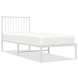 Maison Chic Lit adulte - Cadre de lit métal avec tête de lit,Structure du lit Contemporain pour chambre blanc 75x190 cm -MN43565