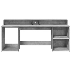 Avis Helloshop26 Bureau table poste de travail meuble d'ordinateur informatique étude et lumières LED 200 x 55 x 91cm bois d'ingénierie gris 02_0023803