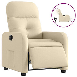 vidaXL Fauteuil inclinable électrique Crème Tissu