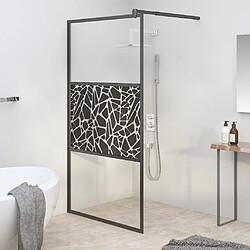 vidaXL Paroi de douche 100x195 cm Verre ESG avec design de pierre Noir