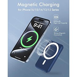 Avis SANAG Batterie Externe Avec Mag-Safe, 5000Mah Batterie Externe Induction, Mini Power Bank Magnetique Sans Fil 20W Pd Charge Rapide Avec Type-C Pour Iphone 16/15/14/13/12/Plus/Pro/ /Mini-Blue Marine