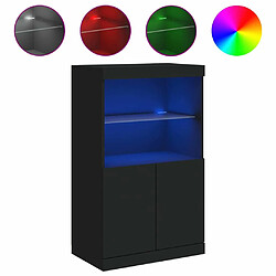 Maison Chic Commode Buffet - Meuble de rangement avec lumières LED noir 60,5x37x100 cm -GKD50307