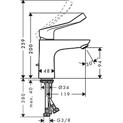 Mitigeur de lavabo HANSGROHE Focus avec poignée extra longue chromé - 31911000