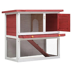 Helloshop26 Clapier d'extérieur 1 porte 90 x 45 x 80 cm rouge bois 02_0000588