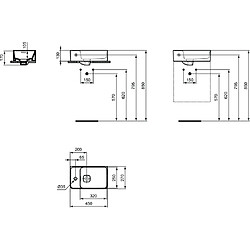 Ideal Standard - Lave-mains Strada II 45 x 27 cm version gauche Blanc - T299501