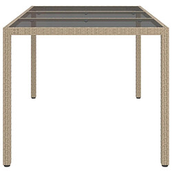 Acheter Maison Chic Table de jardin | Table d'extérieur 150x90x75 cm Verre trempé/résine tressée Beige -GKD88869