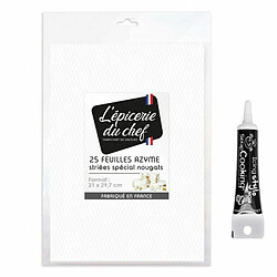 Scrapcooking 25 feuilles azyme blanches pour nougat + Stylo glaçage noir