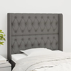 Maison Chic Tête de lit scandinave avec oreilles,meuble de chambre Gris foncé 93x16x118/128 cm Tissu -MN41967