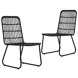 Maison Chic Lot de 2 Chaises de jardin,Fauteuil d'extérieur Résine tressée Noir -MN91131