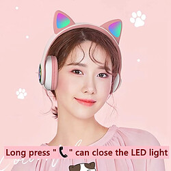 Universal Écouteurs sans fil avec microphone permettant de commander des LED pour enfants casques de musique stéréo flash oreilles de chat mignonnes écouteurs de téléphone mobile cadeau | écouteurs Bluetooth