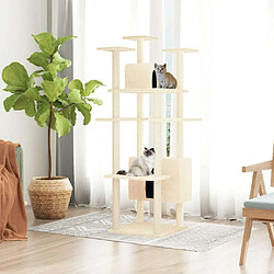 Arbre à chat avec griffoirs,niche pour chat en sisal Crème 162 cm -MN67870