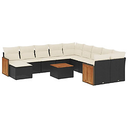 Maison Chic Salon de jardin 12 pcs avec coussins | Ensemble de Table et chaises | Mobilier d'Extérieur noir résine tressée -GKD88409