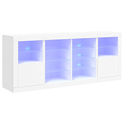 Maison Chic Commode Buffet - Meuble de rangement avec lumières LED blanc 163x37x67 cm -GKD86000