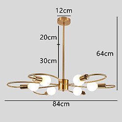 Stoex 6 Lumières Lampe De Plafond Rétro Plafonnier D'Intérieur Moderne Luminaire Plafonnier Simple En Métal Or Pour Chambre, Salon Et Bureau pas cher