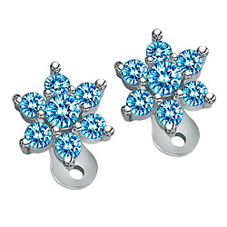 2x Bijoux de piercing de corps en acier inoxydable, dessus et base d'ancre dermiques, bleu