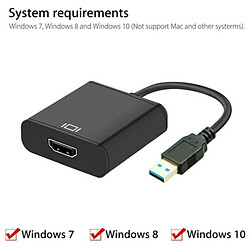 Universal Adaptateur de câble vidéo HDMI à USB 3.0 HD 1080P Convertisseur pour PC Ordinateur portable TV LCD HD pas cher