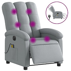 vidaXL Fauteuil de massage inclinable électrique gris clair tissu