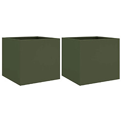 vidaXL Jardinières 2 pcs vert olive 32x30x29 cm acier