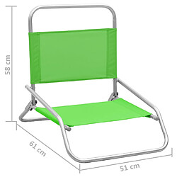 vidaXL Chaises de plage pliables lot de 2 Vert Tissu pas cher