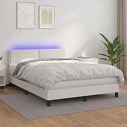 vidaXL Sommier à lattes de lit avec matelas et LED Blanc 140x190 cm