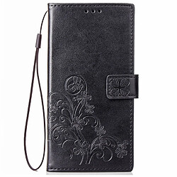 Wewoo Coque Housse en cuir motif fleurs porte-bonheur chanceux pour OPPO A83, avec fentes porte-cartes & porte-monnaie & dragonne noir