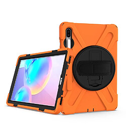 Acheter Coque en TPU combo en forme de x avec béquille et dragonne orange pour Samsung Galaxy Tab S6 SM-T860 (Wi-Fi)/T865 (LTE)