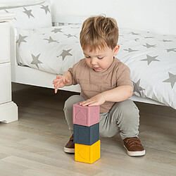 Bigjigs Toys Cubes empilables sensoriels en silicone pas cher