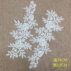 Avis dentelle blanche fleur applique tissu à coudre manches col collier artisanat bricolage couleur 3