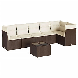 vidaXL Salon de jardin avec coussins 7 pcs marron résine tressée