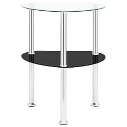 vidaXL Table 2 niveaux Transparent et noir 38x38x50 cm Verre trempé