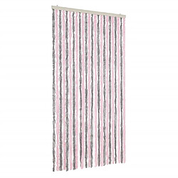 vidaXL Rideau anti-mouches gris argenté et rose 100x200 cm chenille